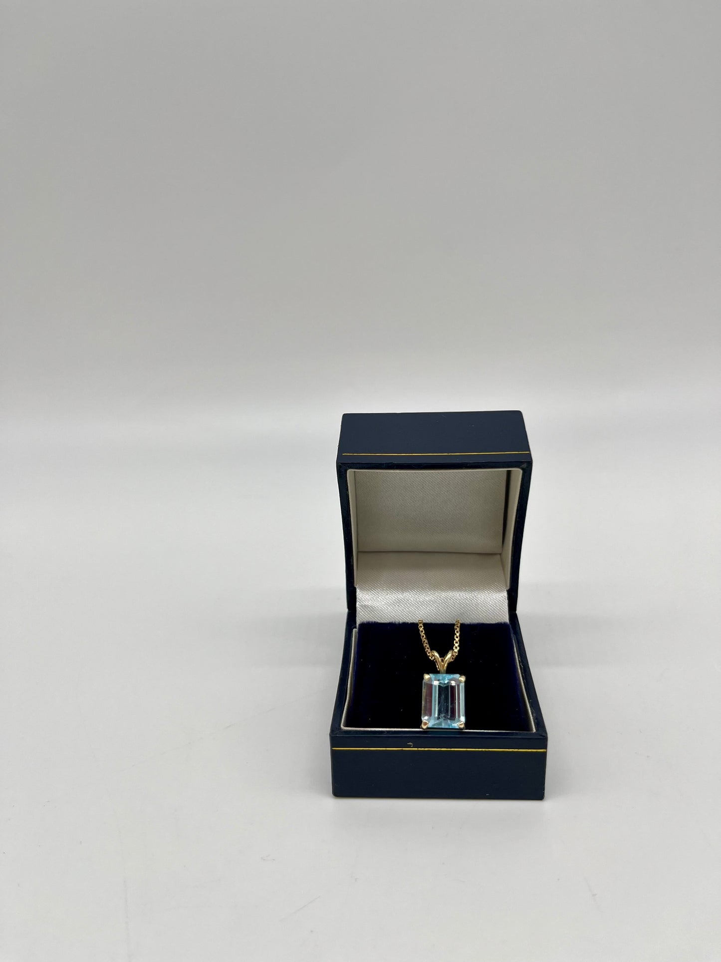 Emerald Cut Blue Topaz Necklace, 4 CTW 14K Gold