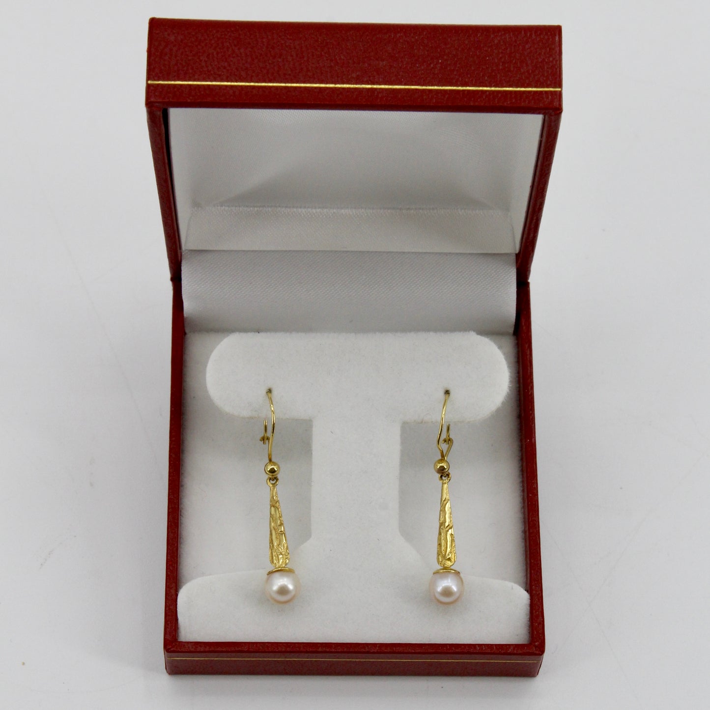 Antique Floral-Filigree Pearl Drop Earrings, 9K Gold