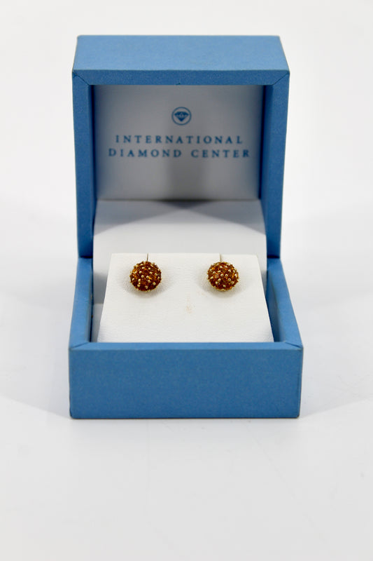 Citrine Cluster Stud Earrings, 1 CTW 18K Gold