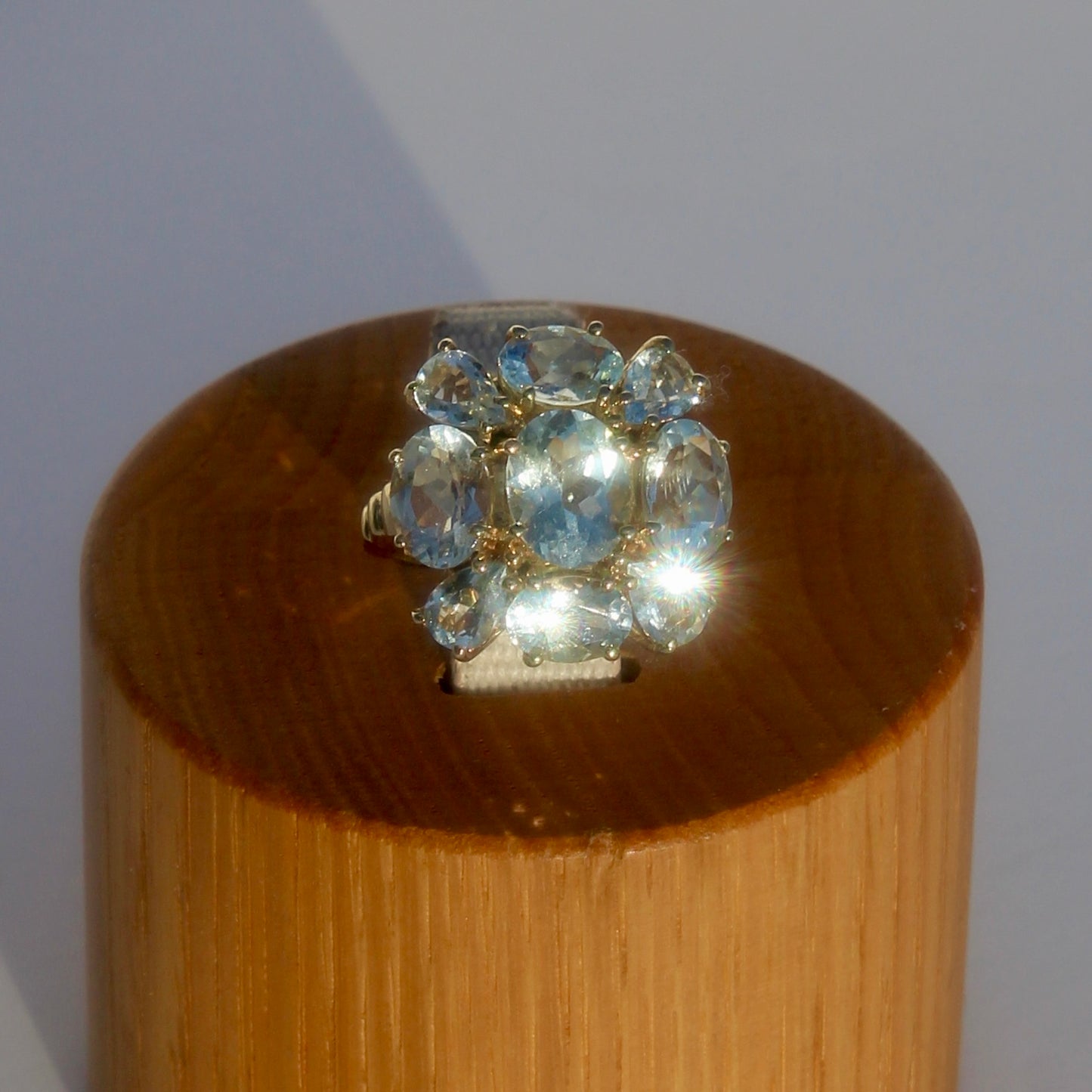 Antique Aquamarine Regency Cluster Ring, 6.5 Carats 10K Gold