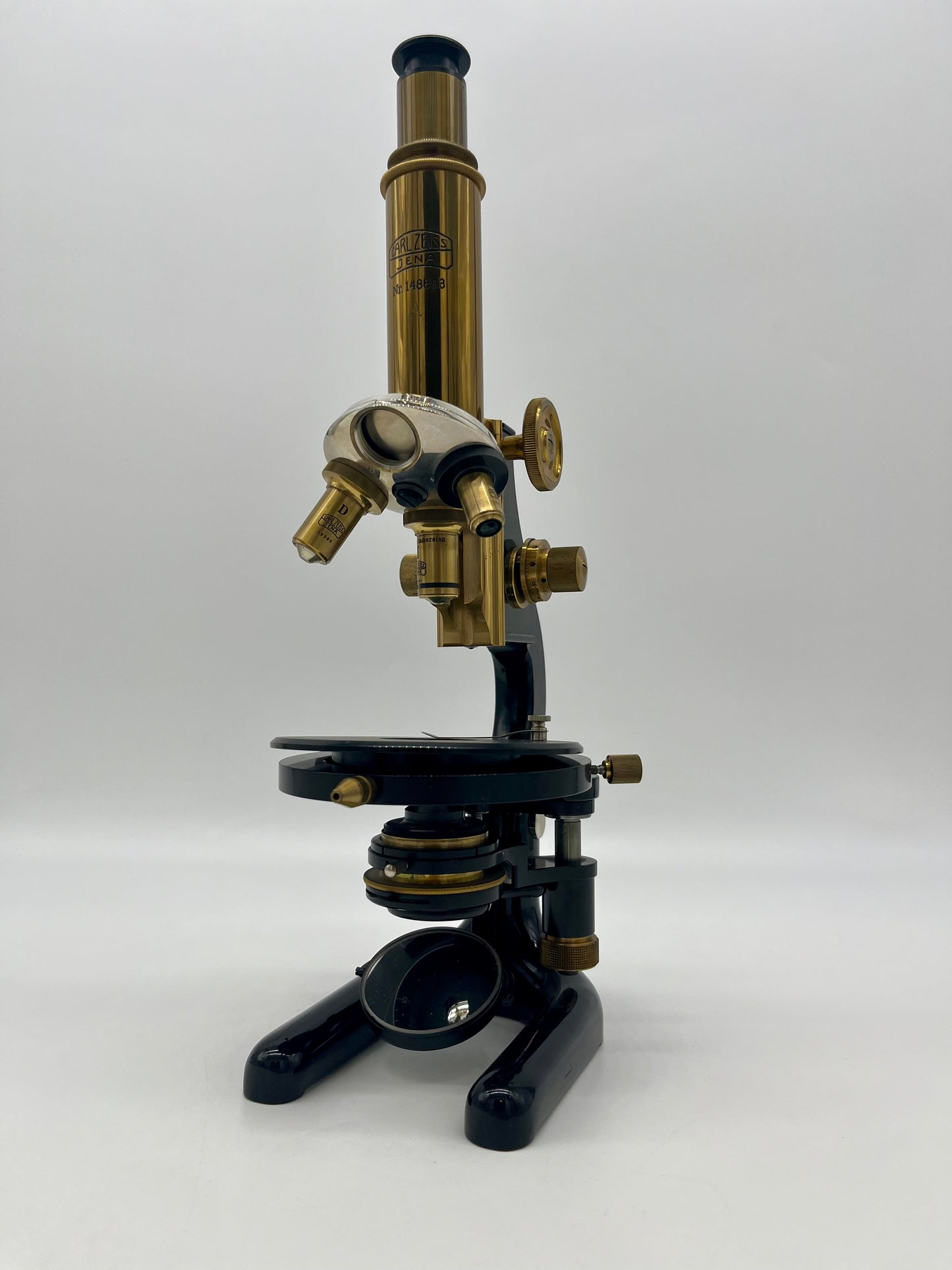 1930's German Jena Brass Microscope by Carl Zeiss