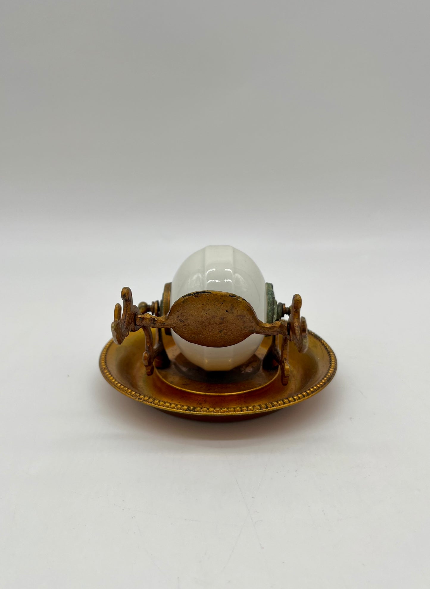 Bronze & Porcelain Revolving 'Nautilus' Inkwell by JL Encrier Bascule Paris