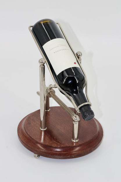 Antique Adjustable Cradle Silver & Wood Wine Decanter- Professionally Restored
