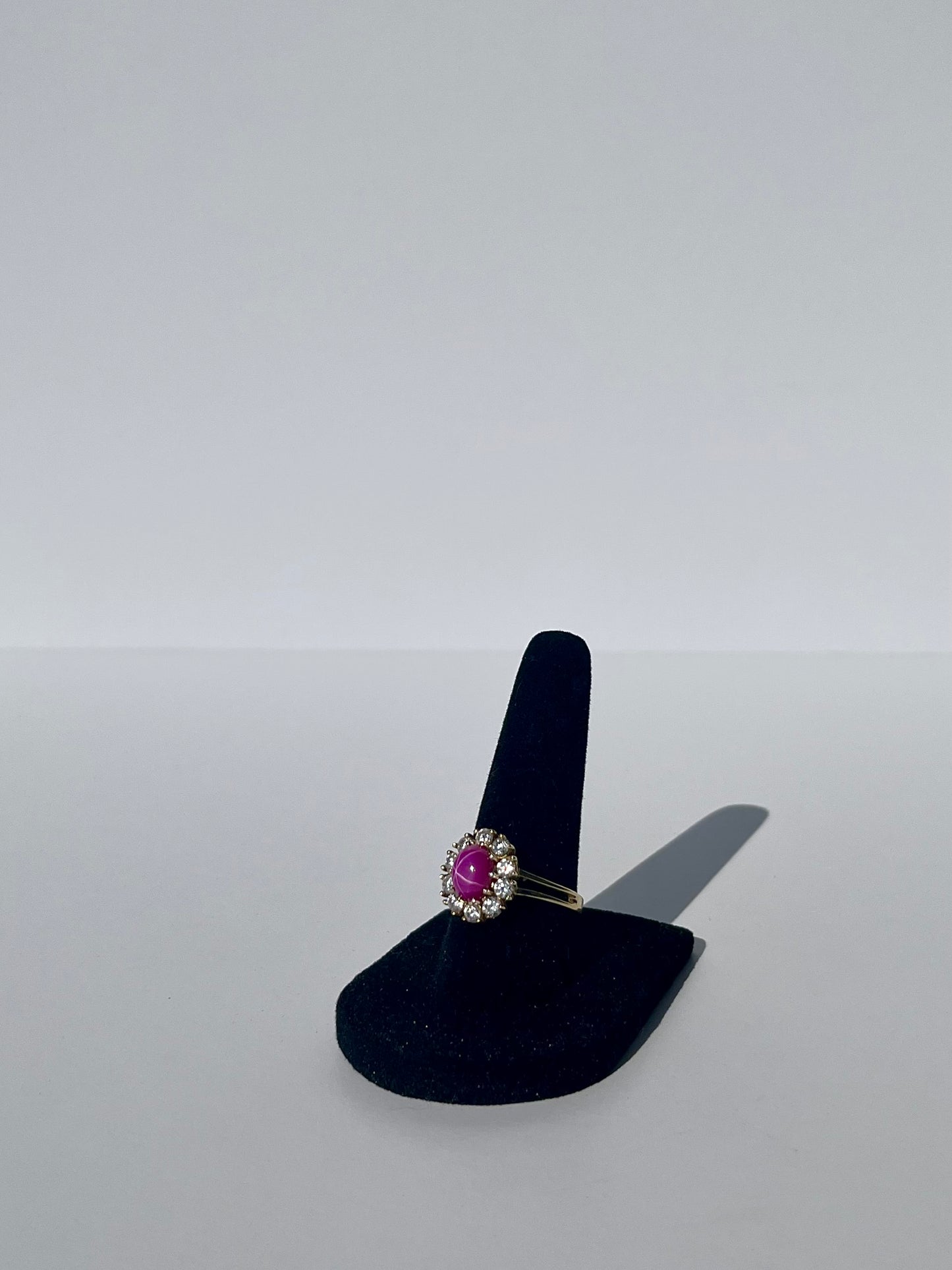 Star Ruby Cabochon & Spinel Ring, 3CTW 14K Gold