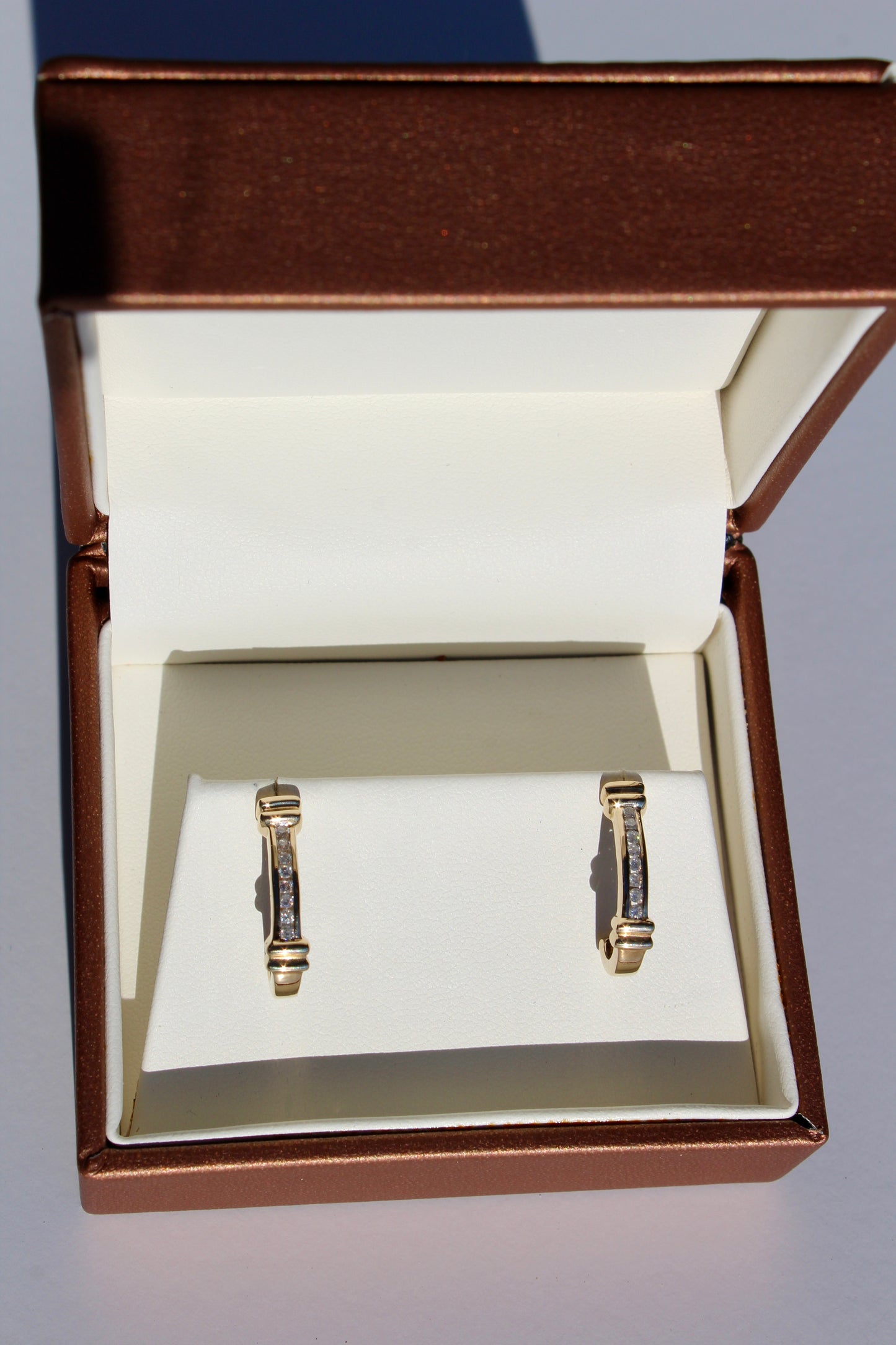 Vintage Diamond Hoops, 1/4 Carat 9K Gold