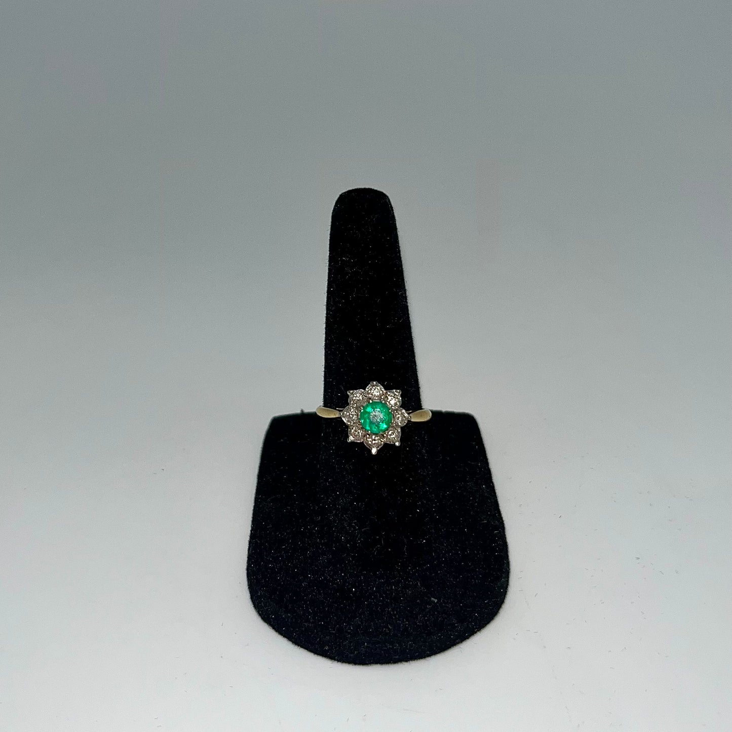 Emerald & Diamond Floral Cocktail Ring, 0.75 CTW 18K Gold/Platinum