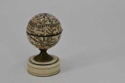 19th Century Miniature Ivory Terrestrial Globe & Sundial