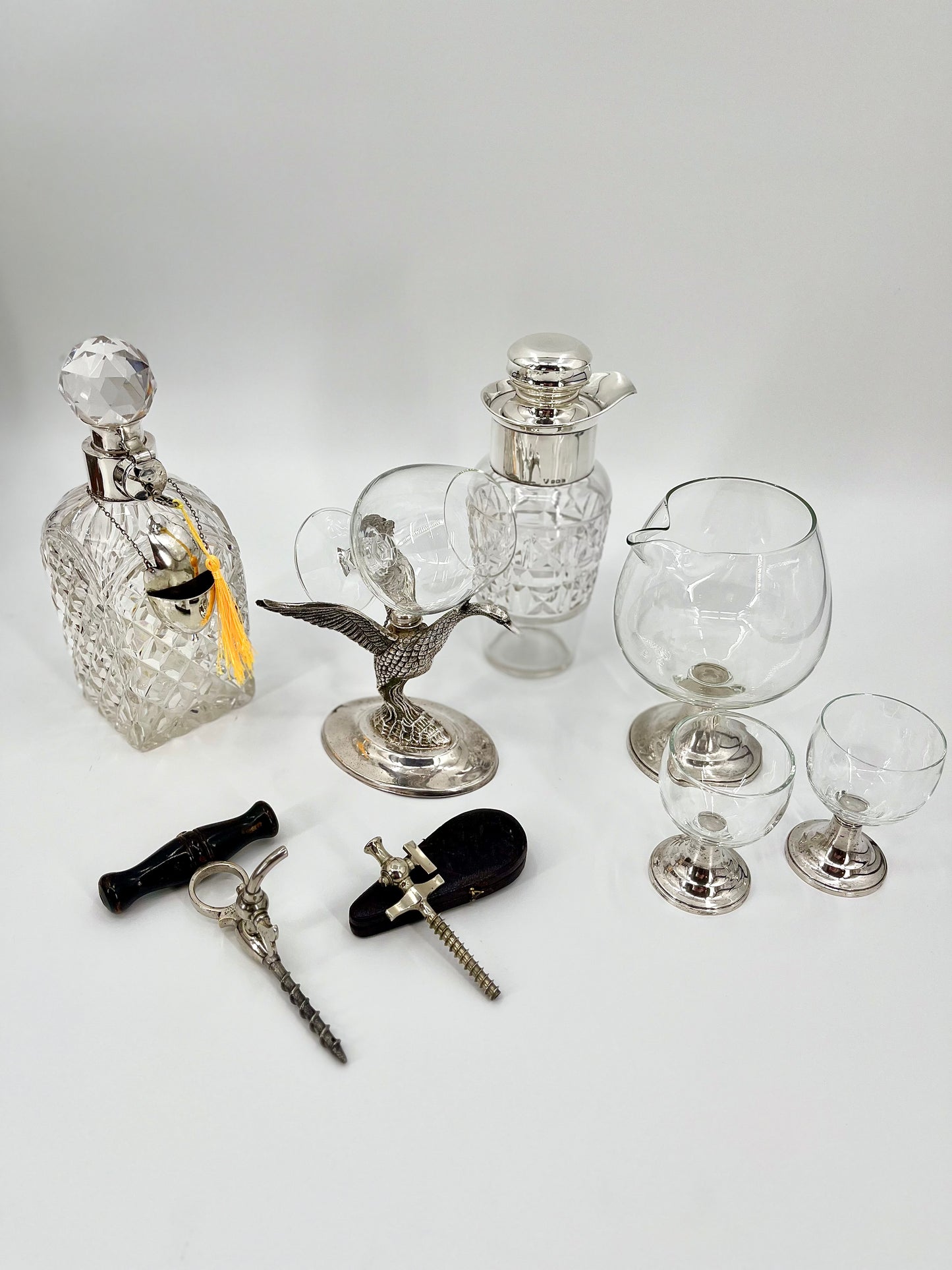 Sterling Silver Decanter & Glass Set by Alvin
