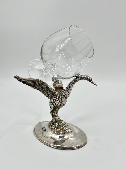 20th Century Spanish Swan-Shaped Brandy Warmer by Alpaca Co.