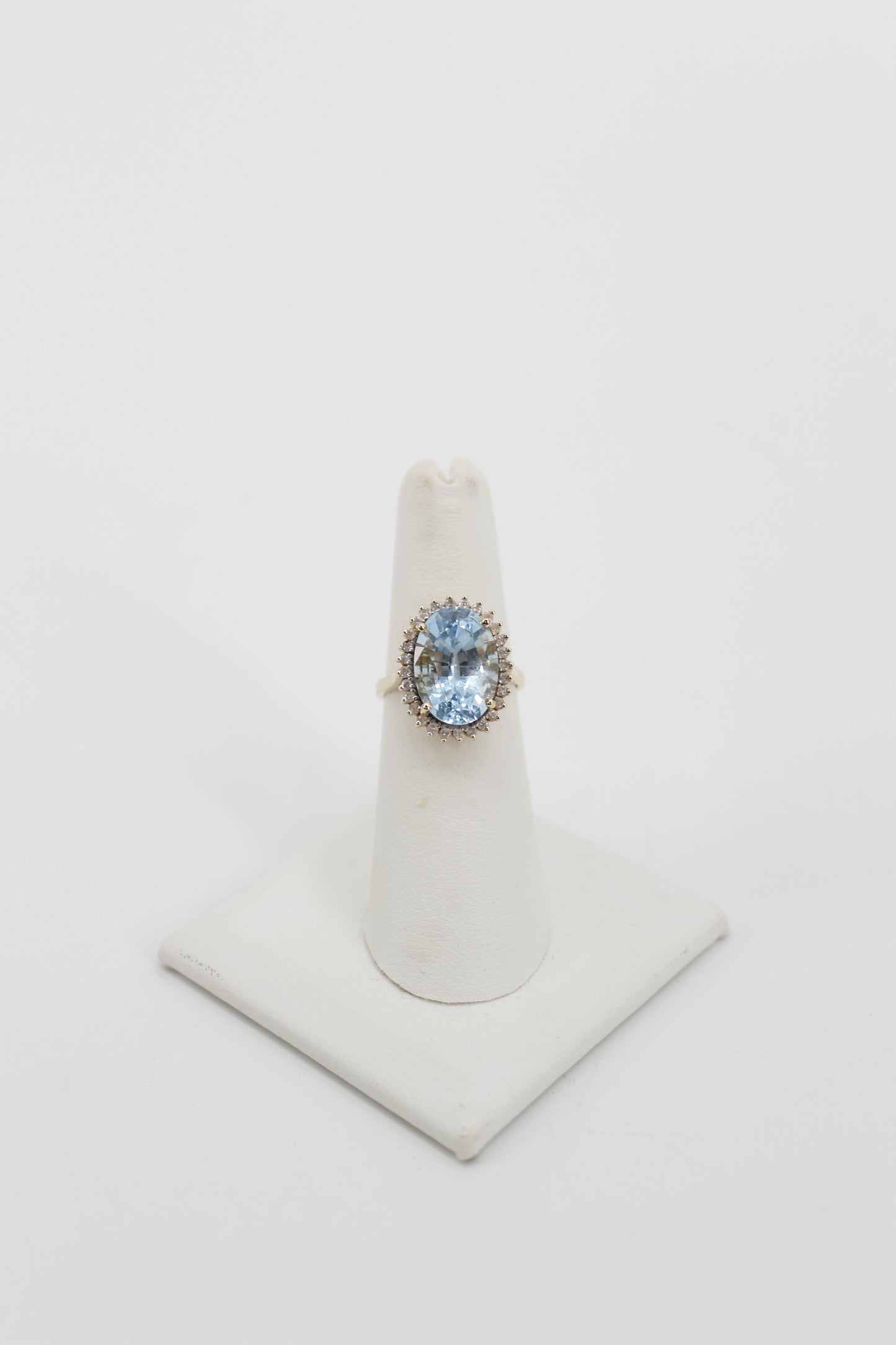 Blue Topaz & Diamond Halo Cocktail Ring,  8.514 CTW 14K Gold