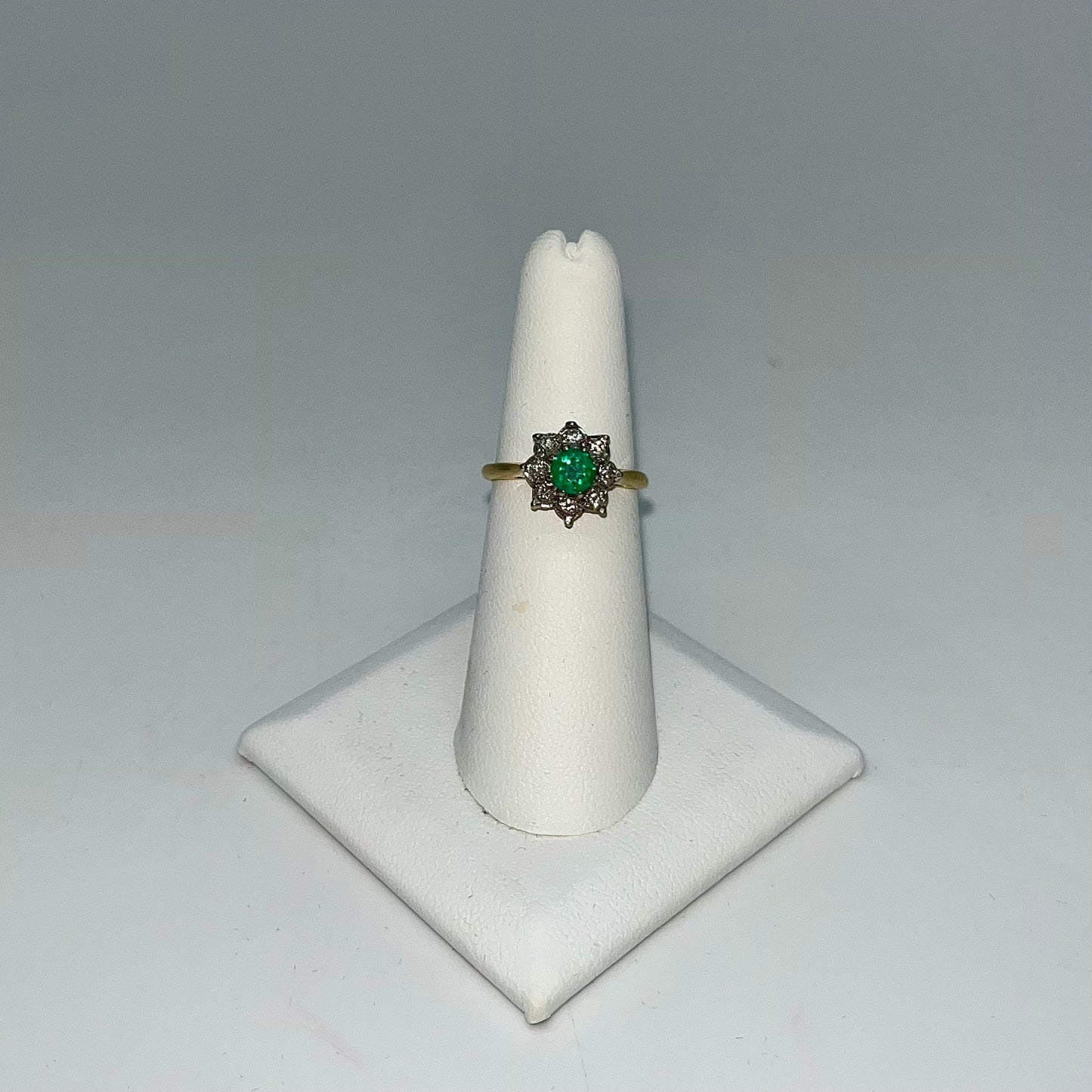 Emerald & Diamond Floral Cocktail Ring, 0.75 CTW 18K Gold/Platinum