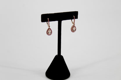 Morganite & Pink Sapphire Drop Earrings, 3.9 CTW 14K Rose Gold