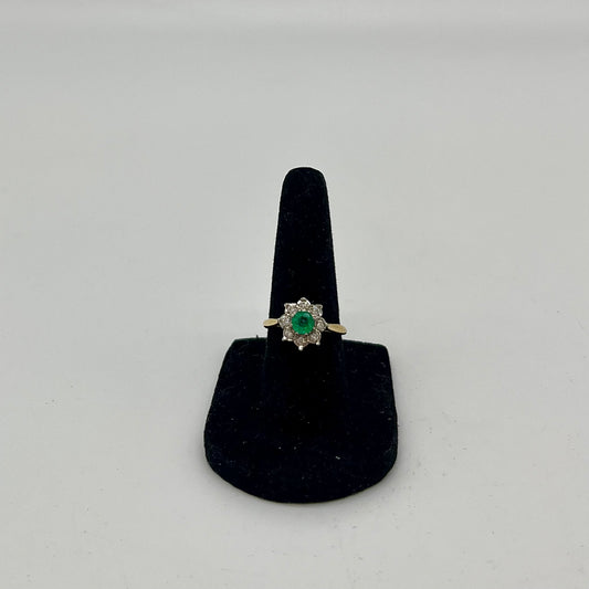 Emerald & Diamond Floral Cocktail Ring, 0.75 CTW 18K Gold/Platinum