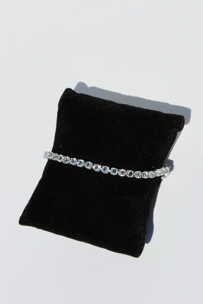 Aquamarine Tennis Bracelet, 7.8 Carats 925 Sterling Silver
