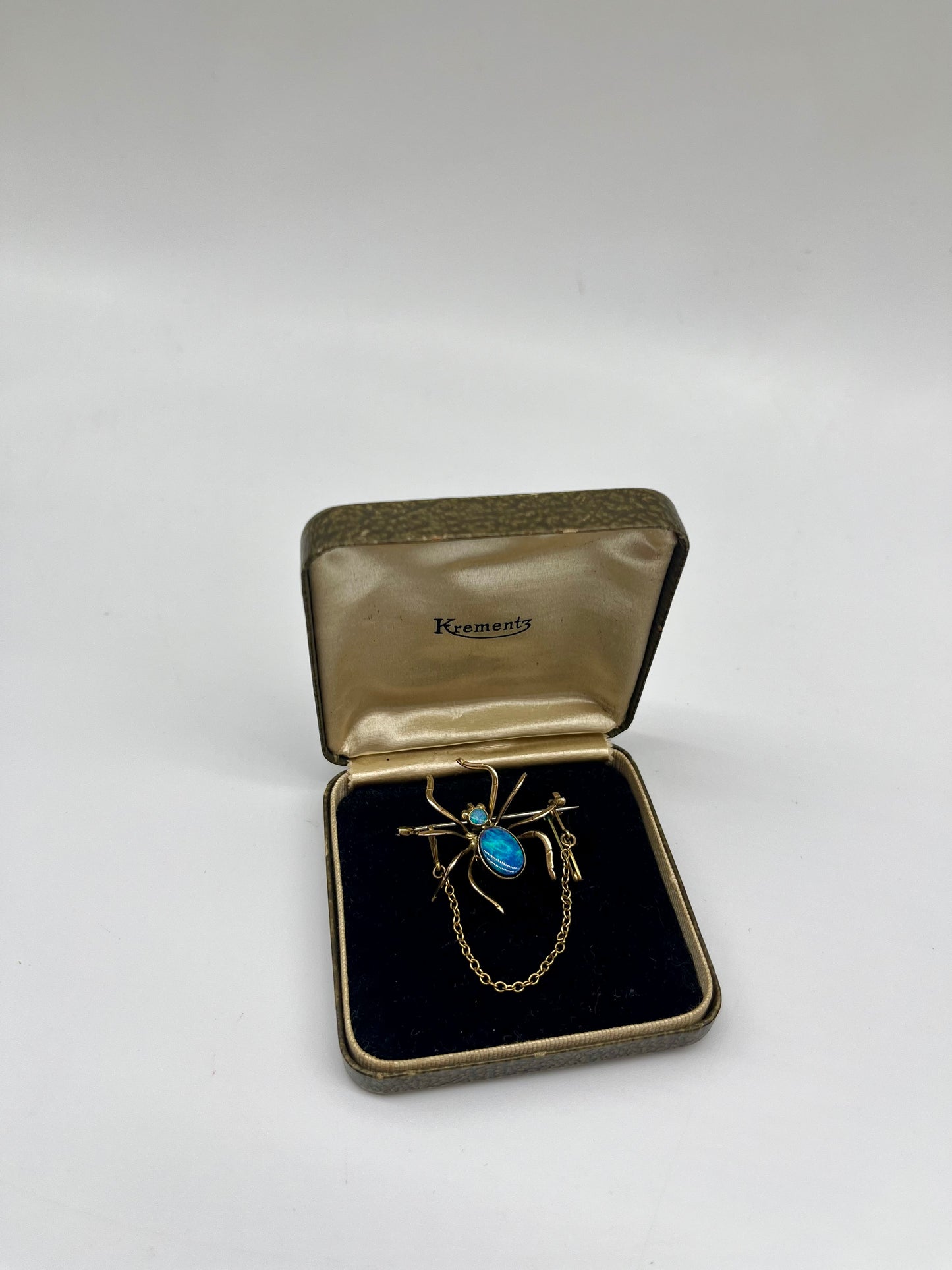 Victorian Opal Spider Brooch, 0.9 CTW 9K Gold