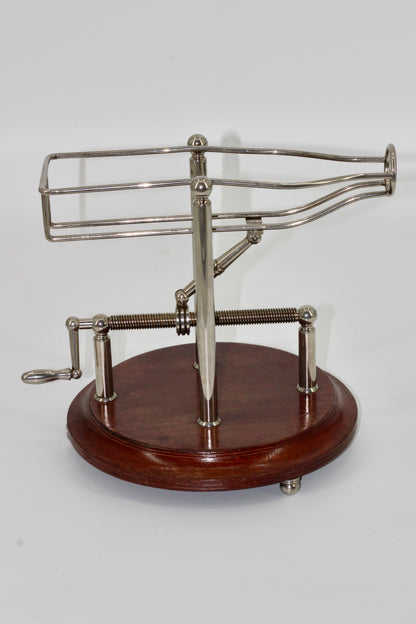 Antique Adjustable Cradle Silver & Wood Wine Decanter- Professionally Restored