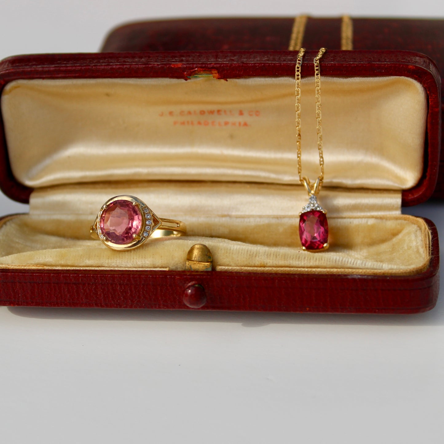 Pink Tourmaline & Diamond Set, 3.55 Carats 14K Gold