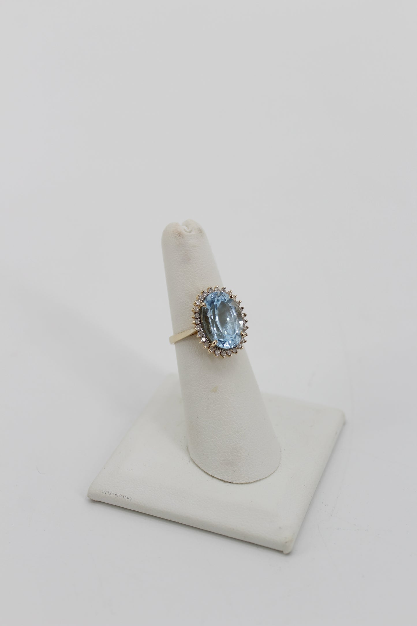 Blue Topaz & Diamond Halo Cocktail Ring,  8.514 CTW 14K Gold