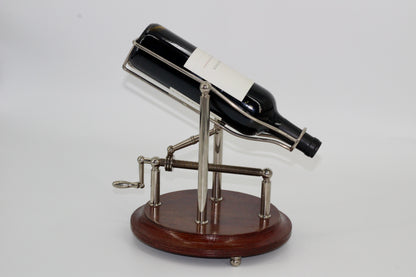 Antique Adjustable Cradle Silver & Wood Wine Decanter- Professionally Restored
