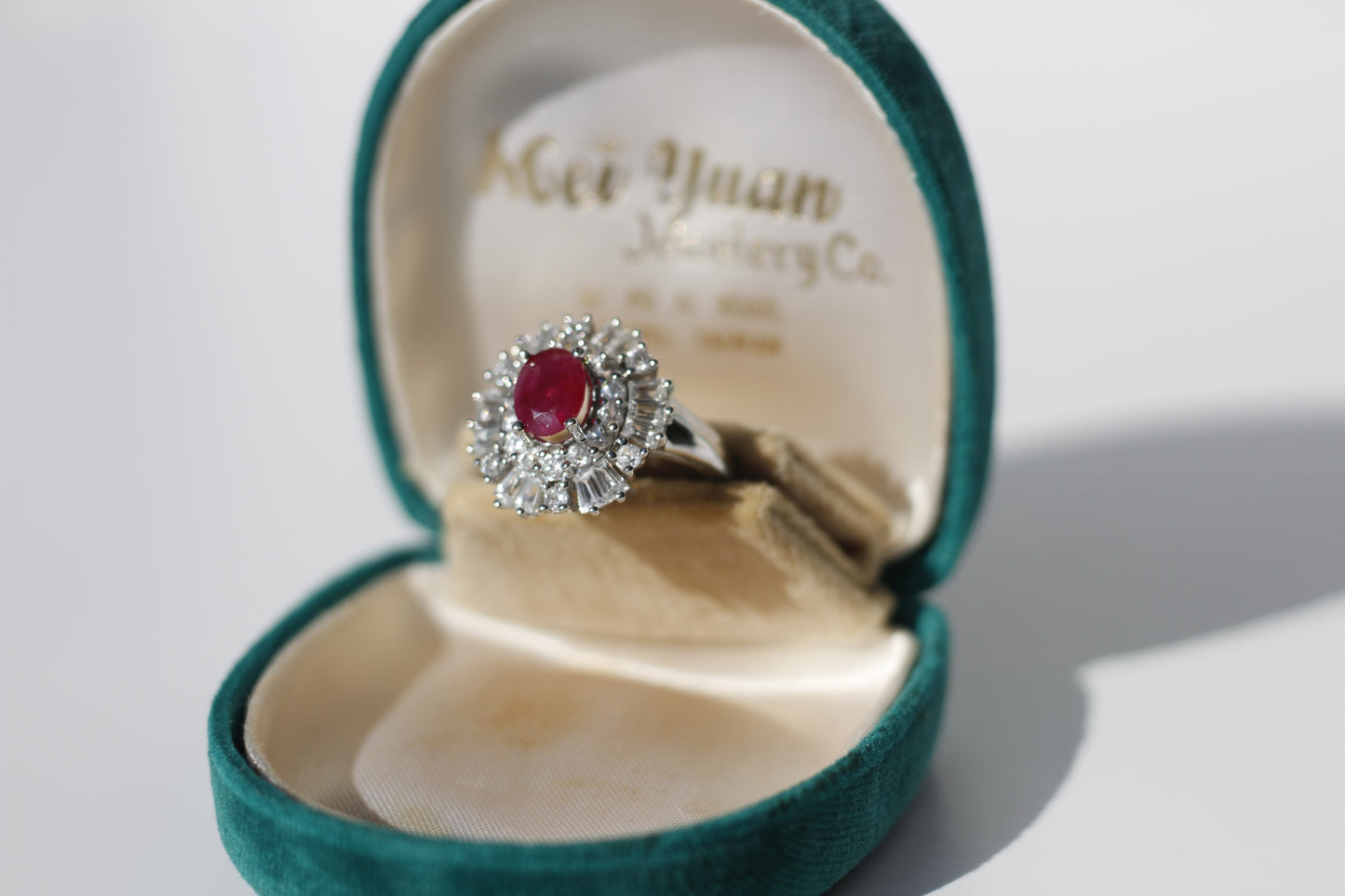 Burma Ruby & White Sapphire Cocktail Ring, 3.79 CTW 10K White Gold