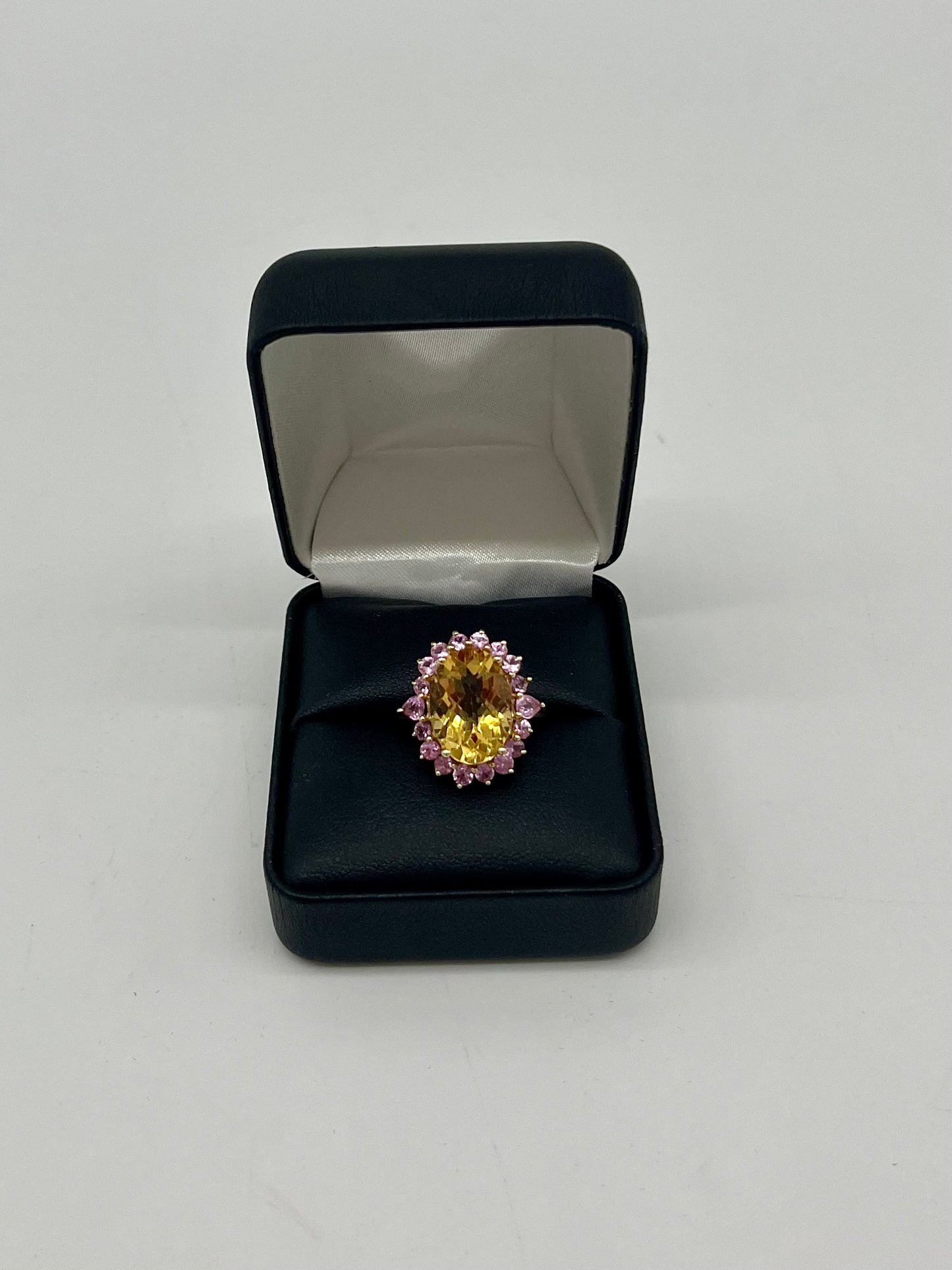 Pink Sapphire & Citrine Cocktail Ring, 6.2 CTW 10K Gold