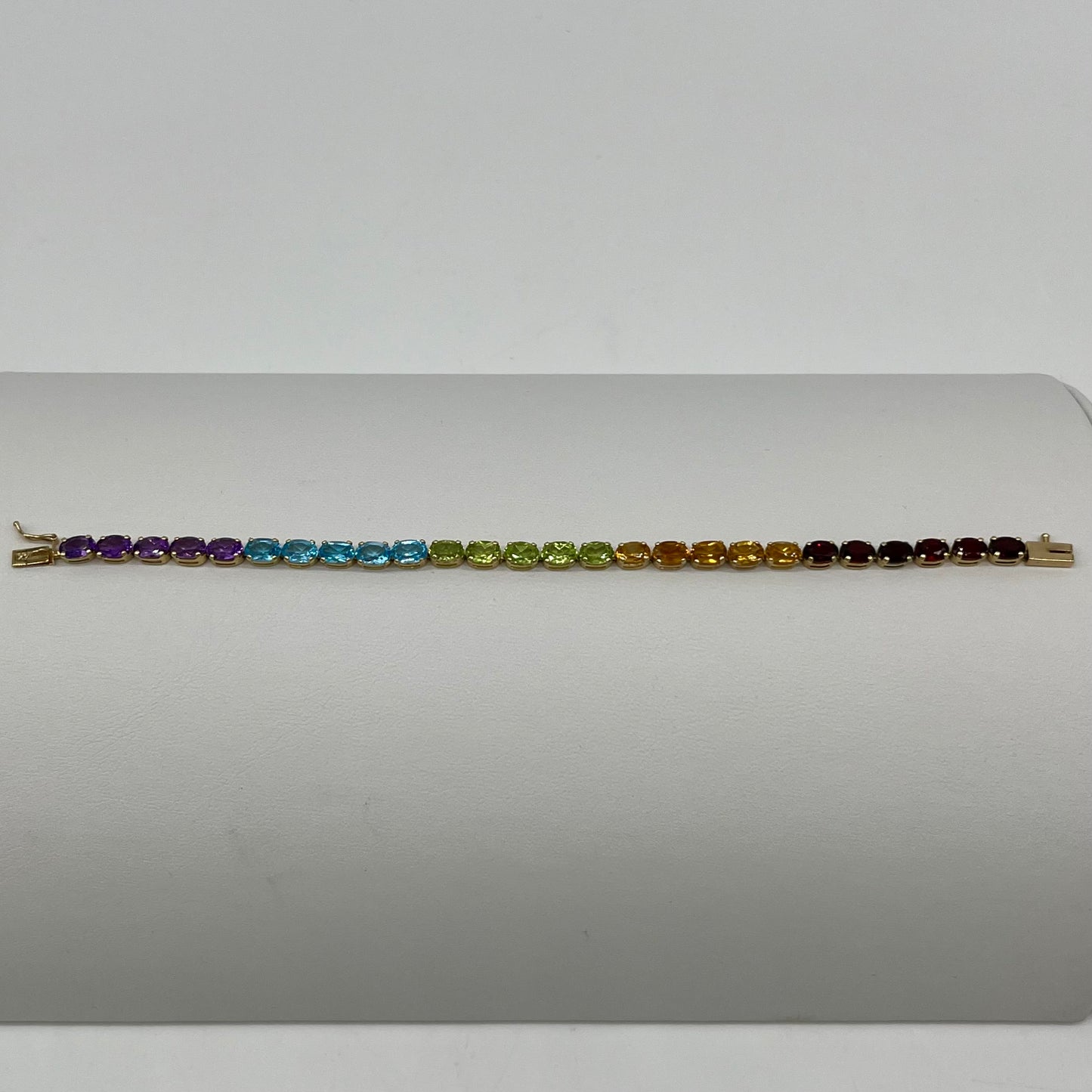 Precious Gemstone 'Rainbow' Tennis Bracelet, 6.75 CTW 14K Gold