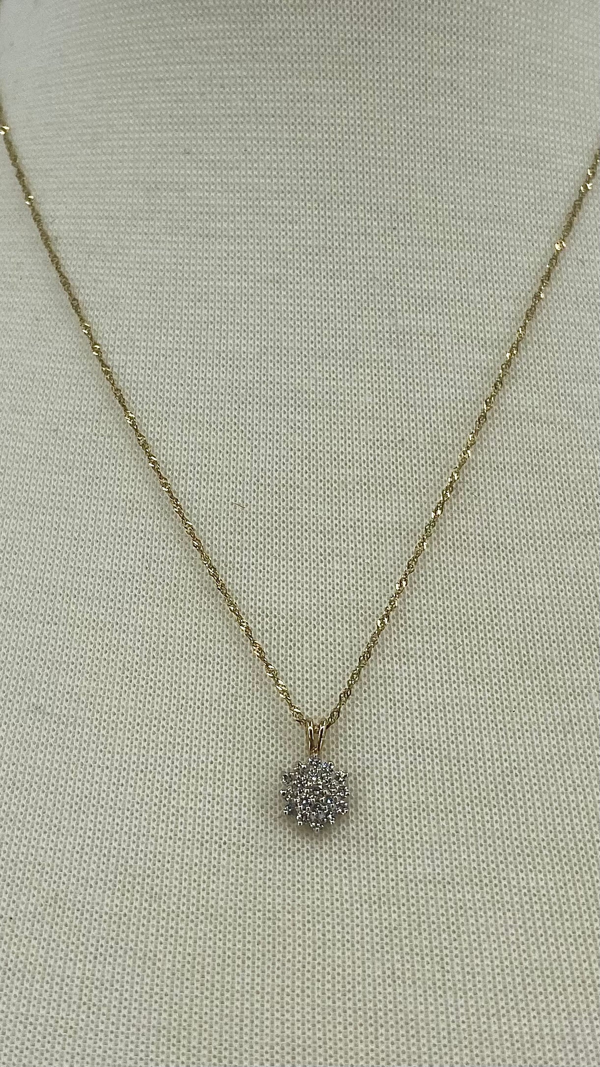 French Diamond Cluster Necklace, 1 CTW 14K Gold