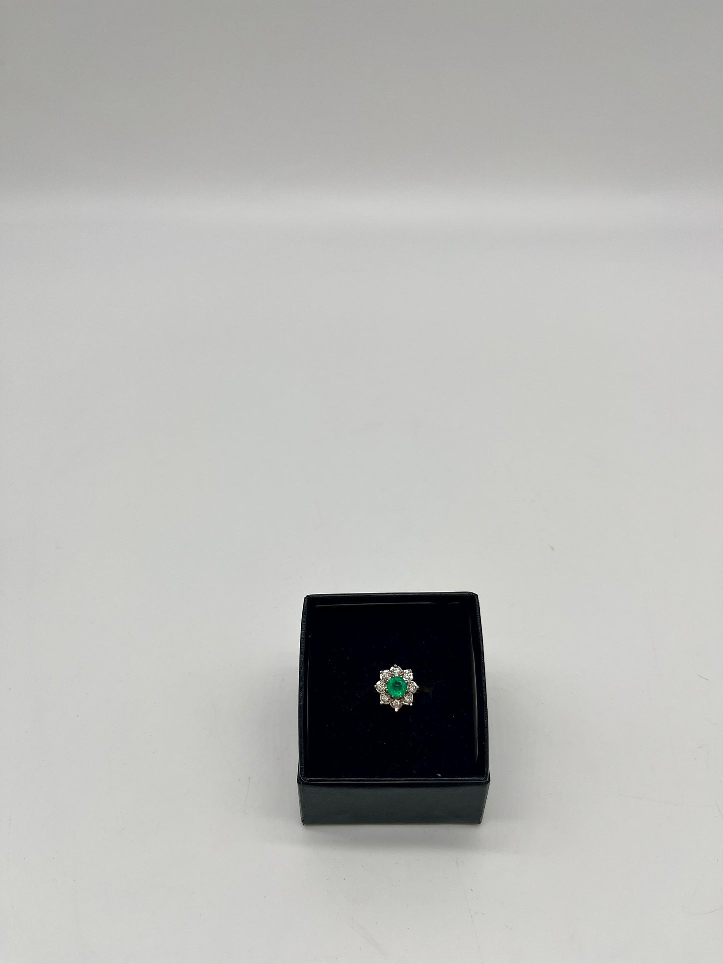 Emerald & Diamond Floral Cocktail Ring, 0.75 CTW 18K Gold/Platinum