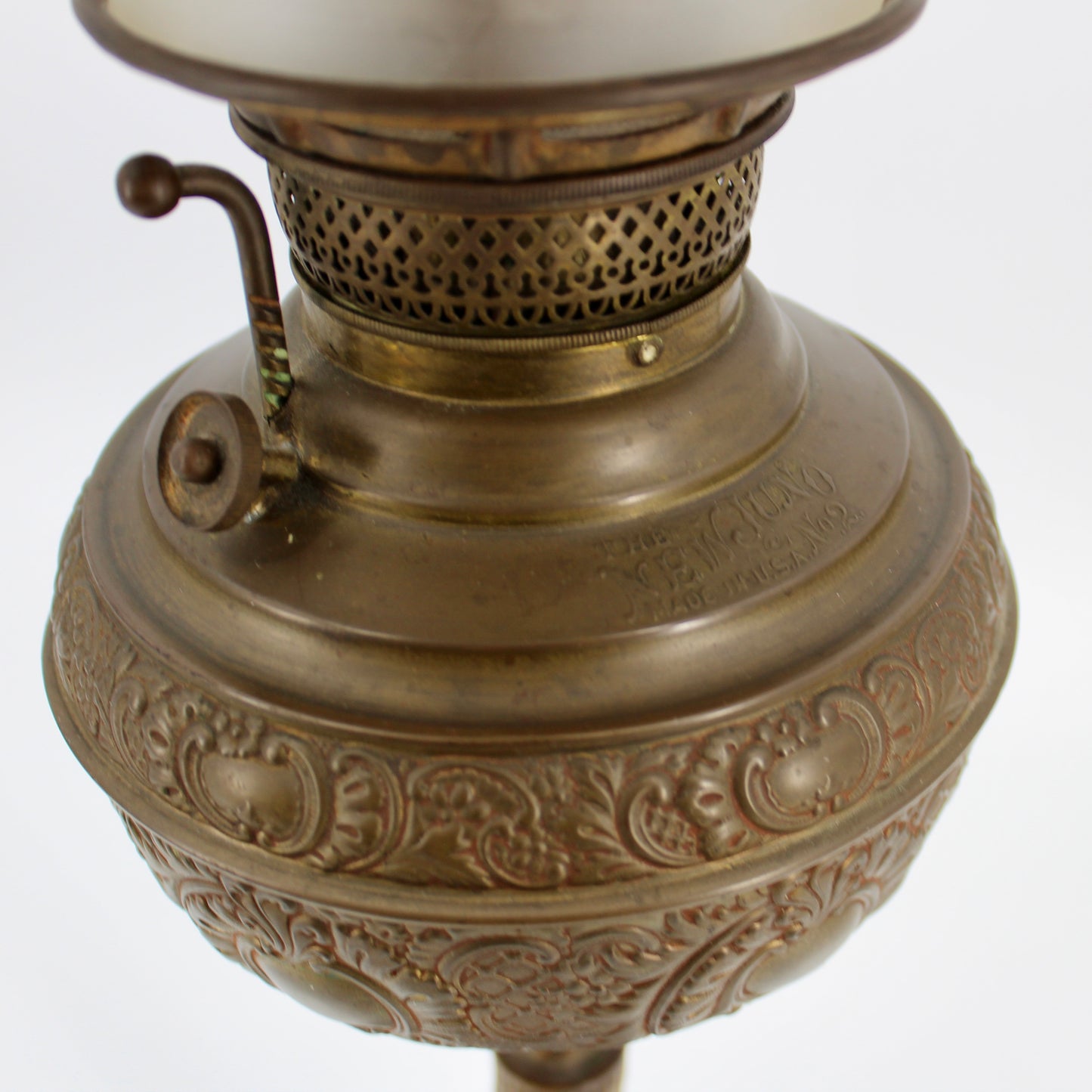 1895 Monography Gilded Crystal Globe Banquet Lamp by Edward Miller