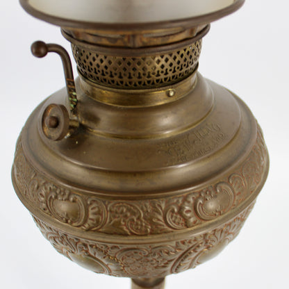 1895 Monography Gilded Crystal Globe Banquet Lamp by Edward Miller