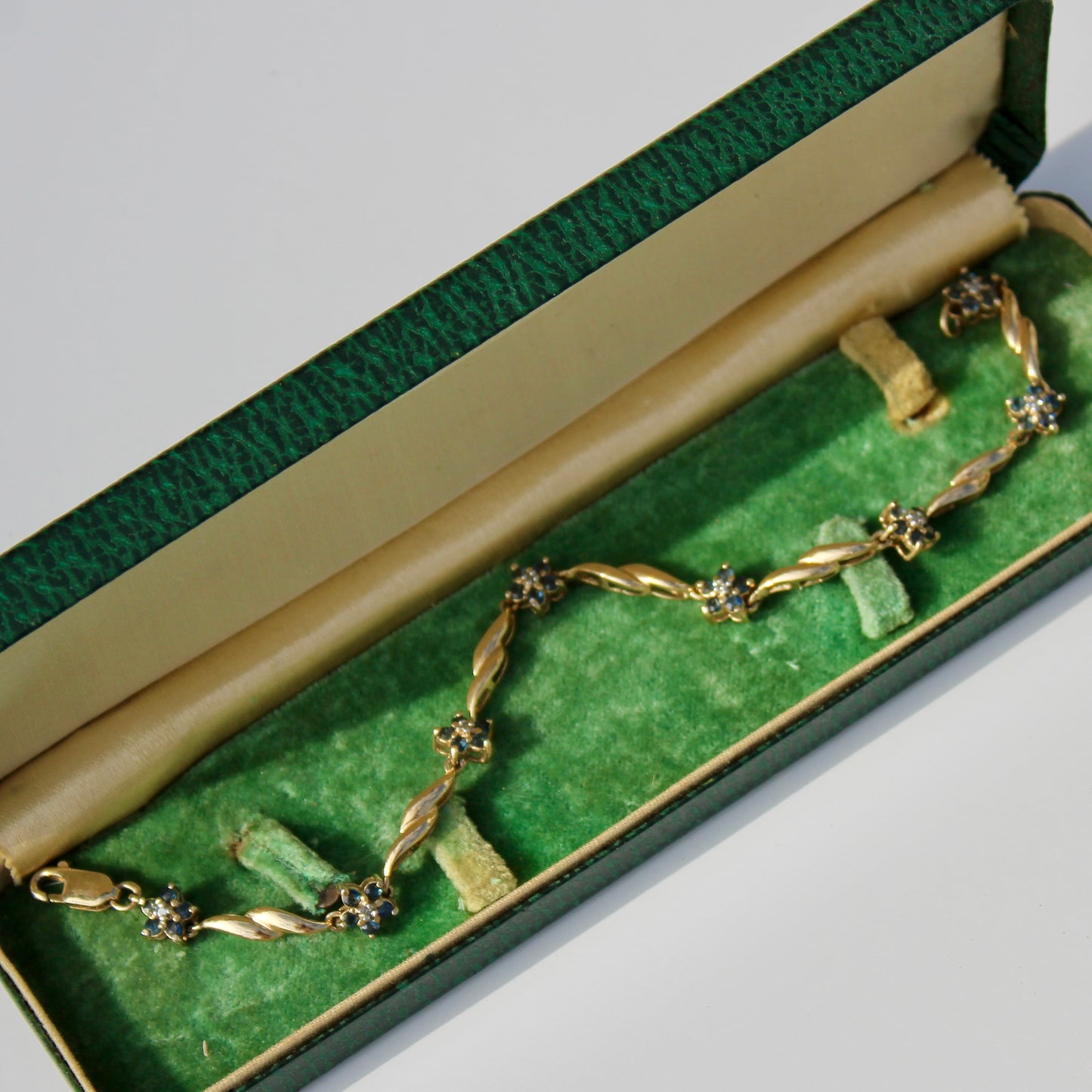 Vintage Sapphire & Diamond Bracelet, 1.67 Carats 14K Vermeil