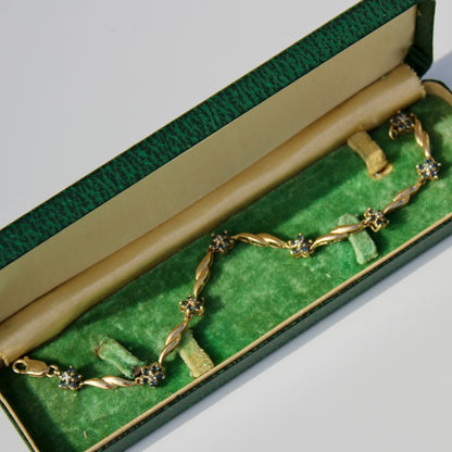 Vintage Sapphire & Diamond Bracelet, 1.67 Carats 14K Vermeil