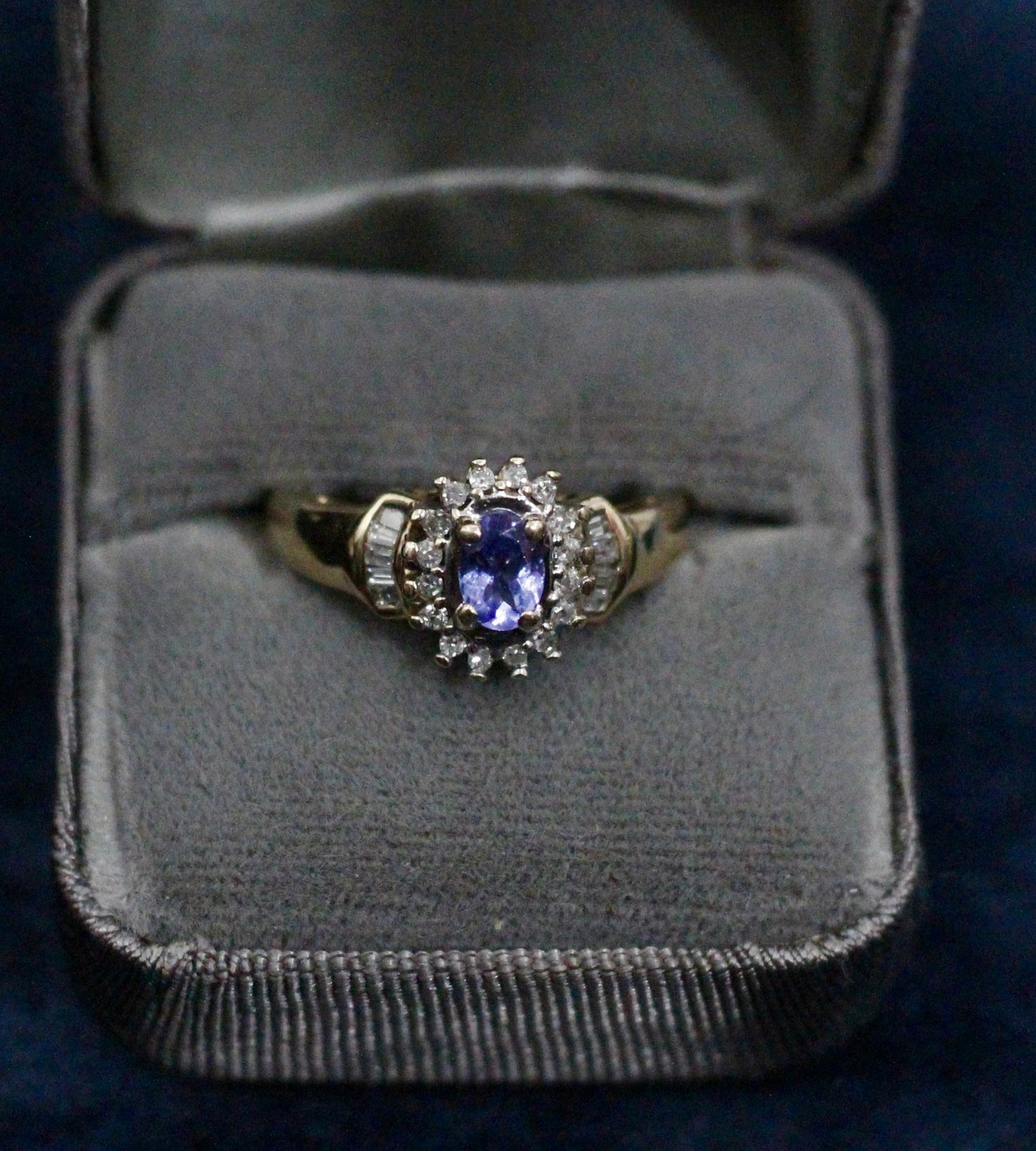 Antique Tanzanite & Diamond Ring, 1 CTW 10K Gold