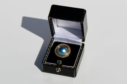 Black Mabe Pearl Ornate Ring, 11mm 10K Gold