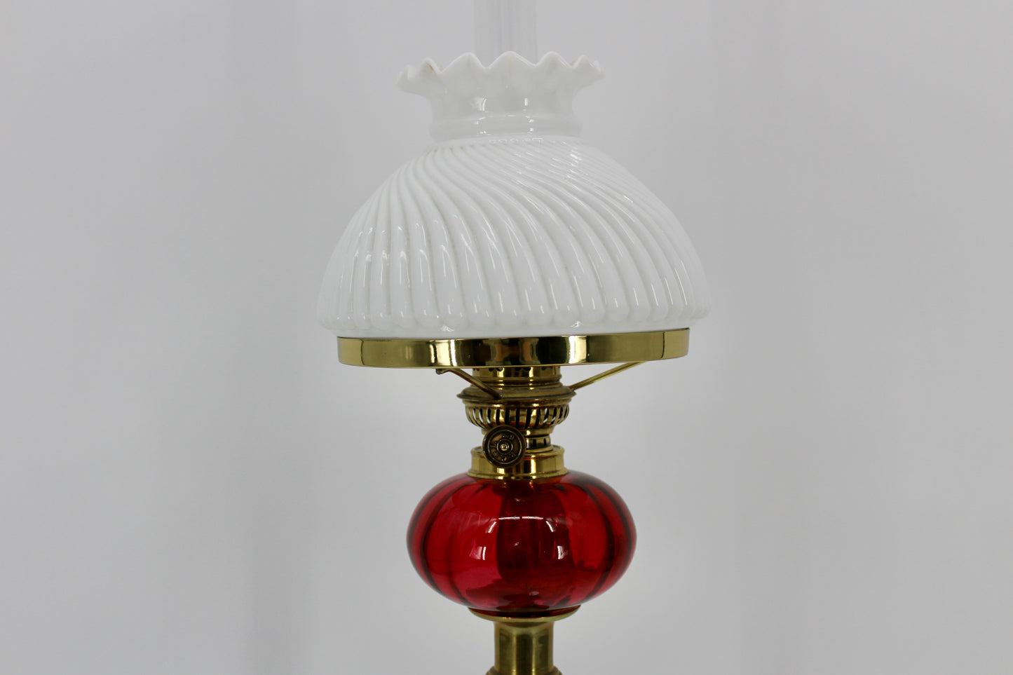 Tall 1840's Ruby Red Glass Peg Lamp by Palmer & Co.