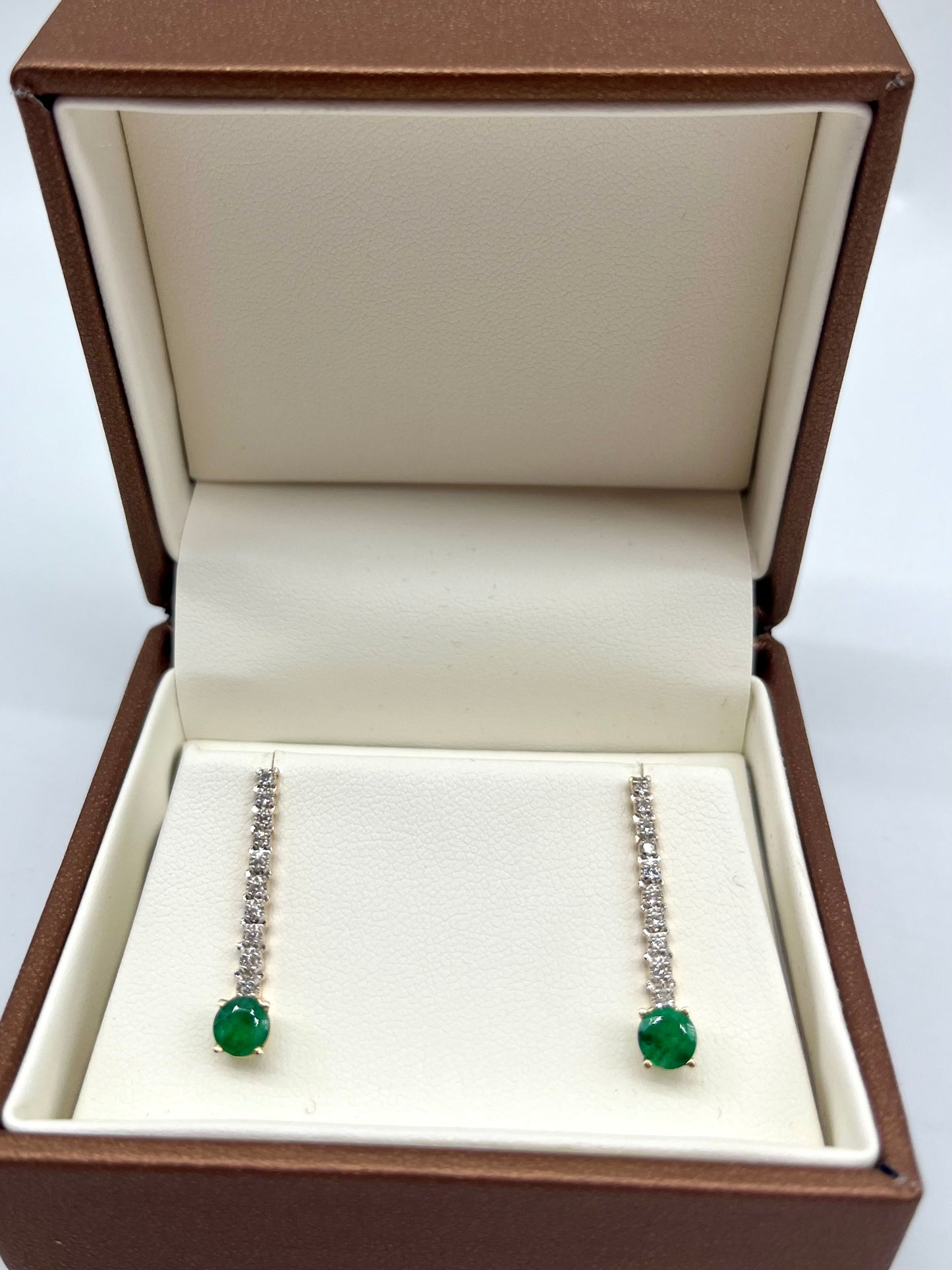 Emerald & Diamond Drop Earrings, 1.01 CTW 14K Gold