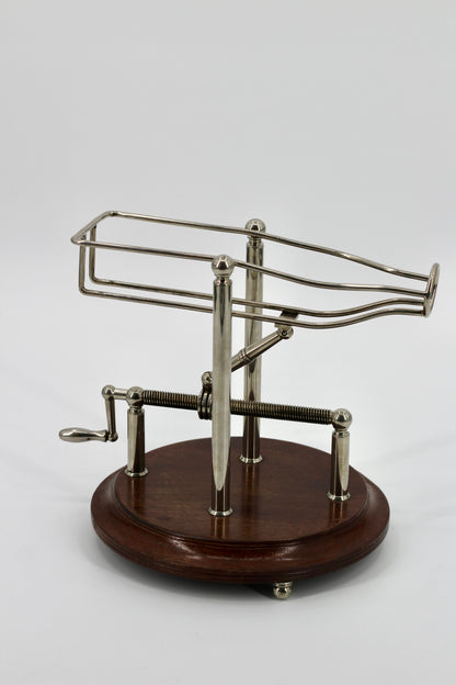 Antique Adjustable Cradle Silver & Wood Wine Decanter- Professionally Restored