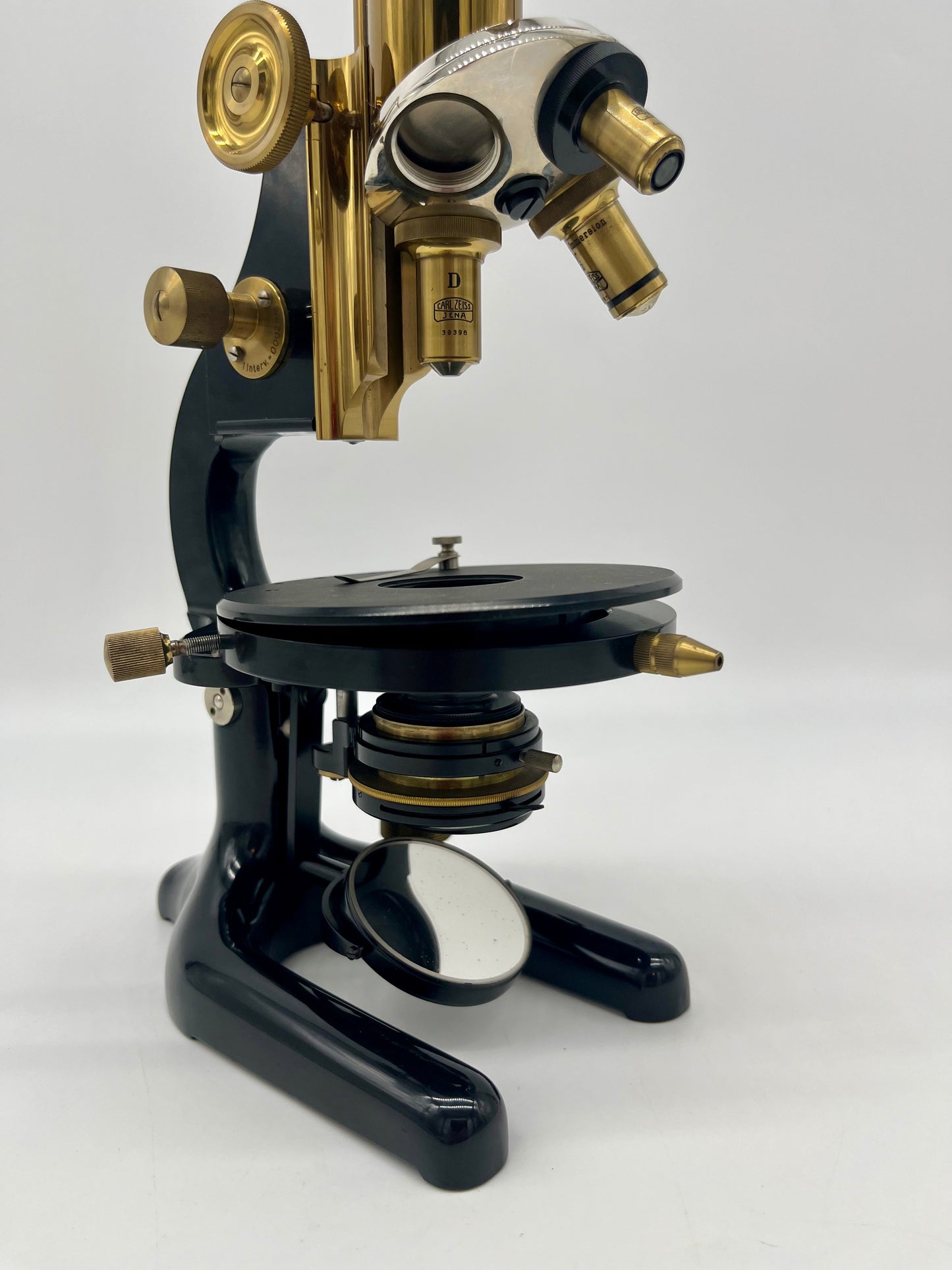 1930's German Jena Brass Microscope by Carl Zeiss