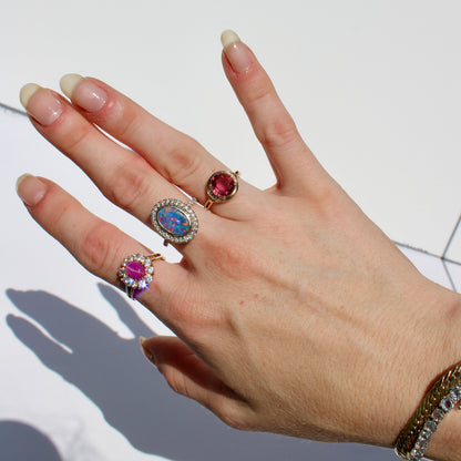 Pink Tourmaline & Diamond Ring, 2 Carats 14K Gold