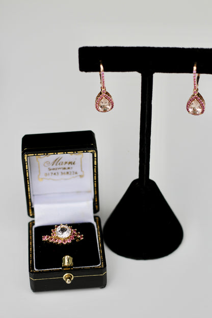 Morganite & Pink Sapphire Set, 6.1 Carats 14K Gold