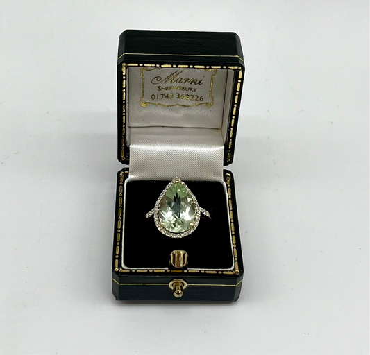 Prasiolite & Diamond Halo Cocktail Ring, 5.7 CTW 10K Gold