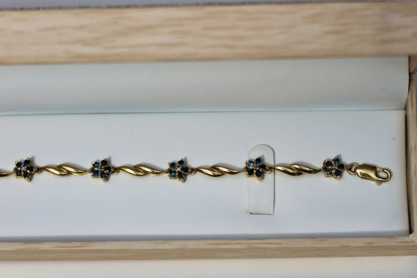 Vintage Sapphire & Diamond Bracelet, 1.67 Carats 14K Vermeil