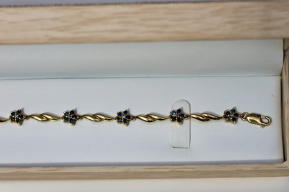 Vintage Sapphire & Diamond Bracelet, 1.67 Carats 14K Vermeil