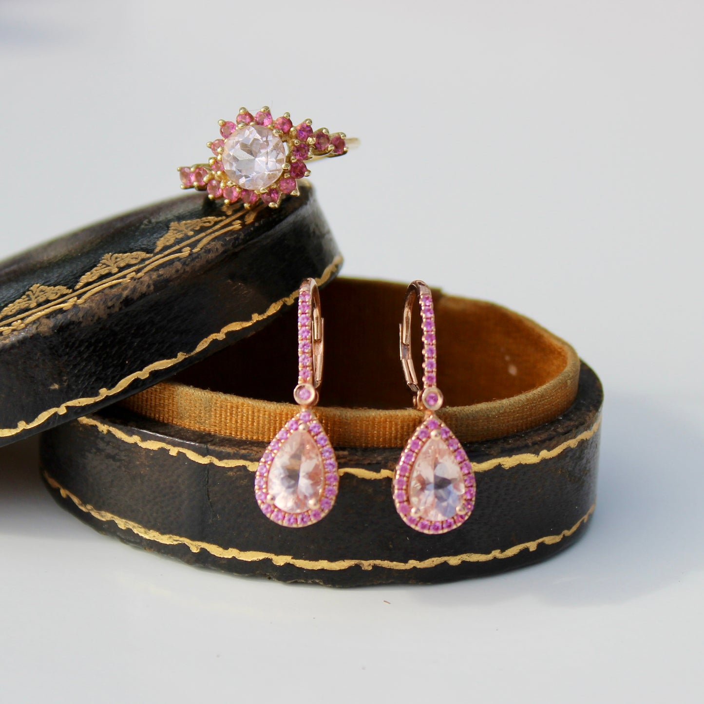 Morganite & Pink Sapphire Set, 6.1 Carats 14K Gold