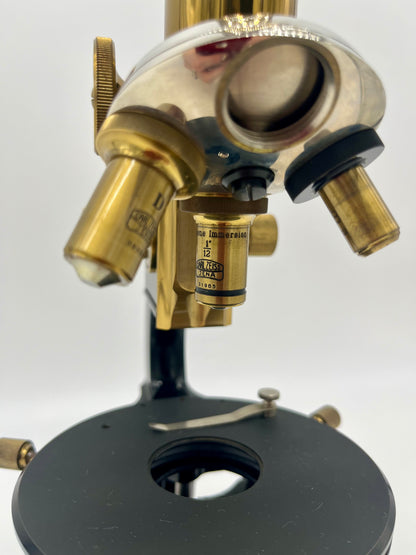 1930's German Jena Brass Microscope by Carl Zeiss