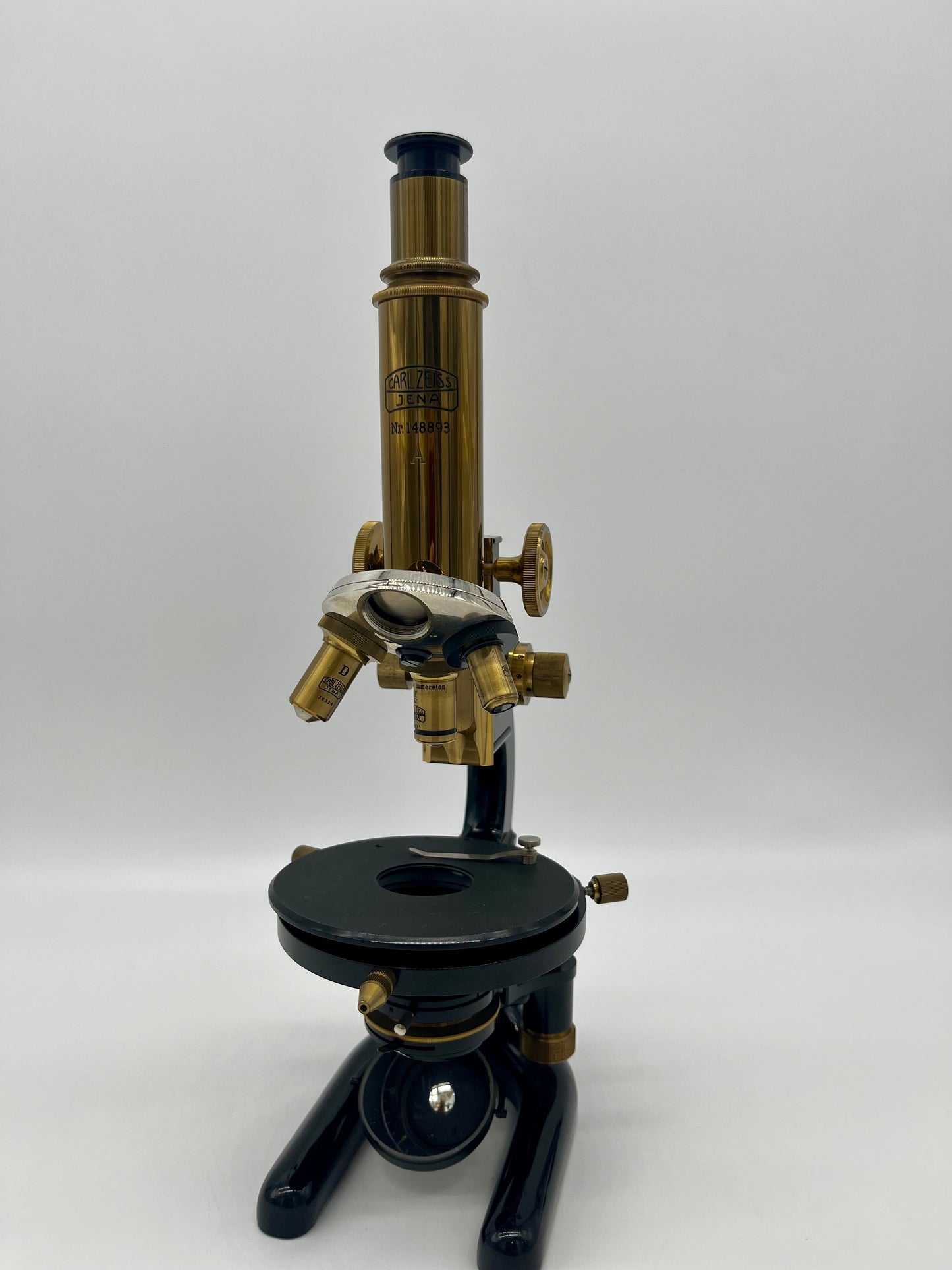 1930's German Jena Brass Microscope by Carl Zeiss