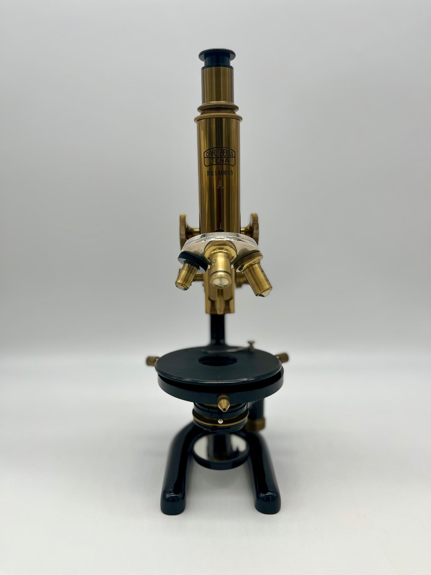 1930's German Jena Brass Microscope by Carl Zeiss