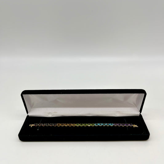 Precious Gemstone 'Rainbow' Tennis Bracelet, 6.75 CTW 14K Gold