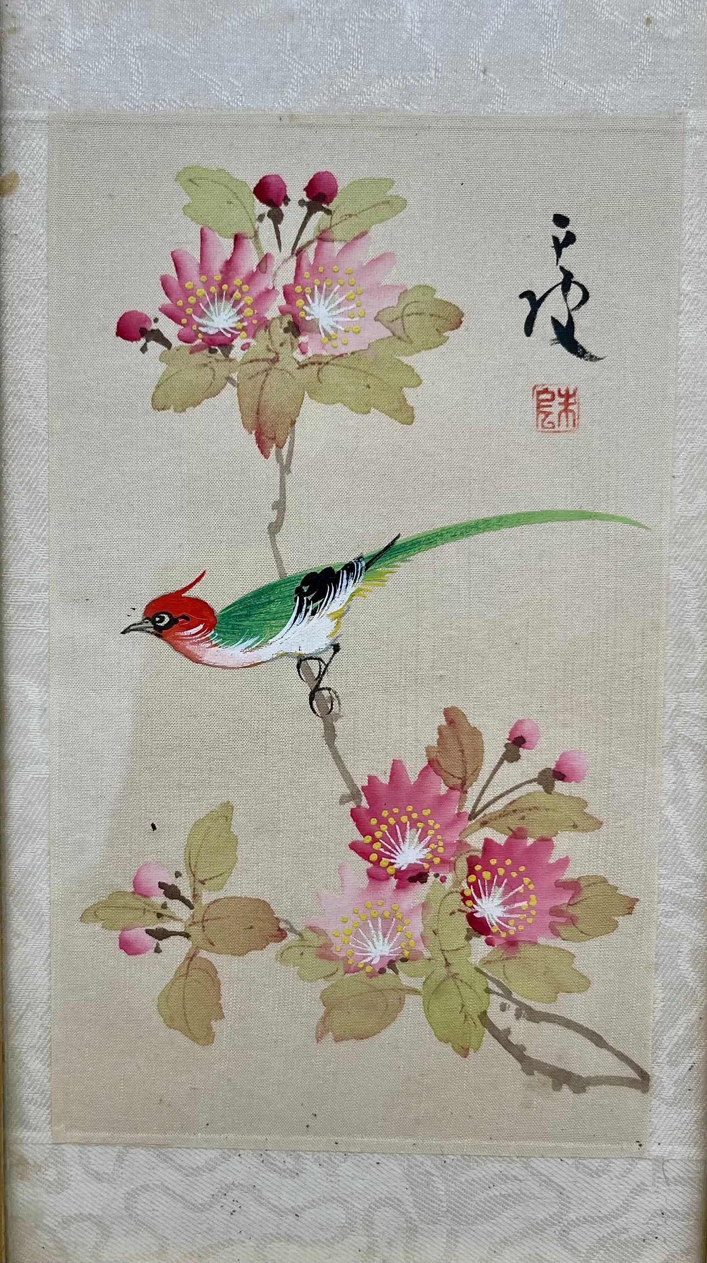 1930's Chinese Hand-painted Silk Birds (Framed Set of 3)