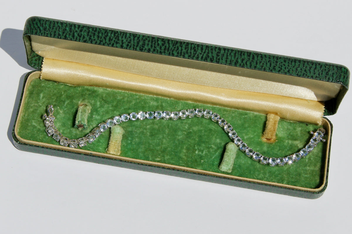Aquamarine Tennis Bracelet, 7.8 Carats 925 Sterling Silver